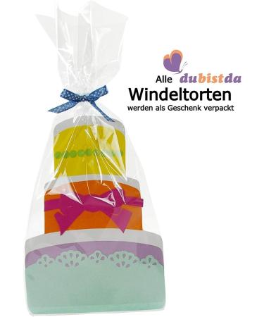 Diaper Cake Bear Blue - Personalized Gift for Newborns | Customizable with Pacifier Chain & Name - Buy Online on GoSupps.com