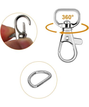 SANNIX 120 Pcs Keychain Clip Hooks with D Ring Include 60Pcs Swivel Snap Hooks Lanyard Clip and 60Pcs D Ring for Purse Hardware Sewing Projects (1/2 Inside Width) Silver - Buy Online on GoSupps.com