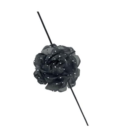 Southjieling necklace with 3D rose trailer versatile collarbone chain fashionable simulated flower collar rose-shape accessory black