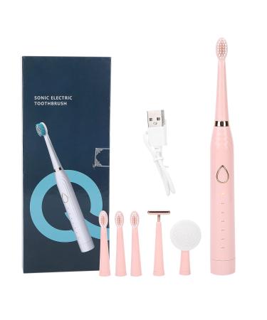 Shop IPX7 Waterproof Electric Toothbrush - 6 Modes & Facial Cleaning Brush (Pink) | International Shipping - Buy Online on GoSupps.com