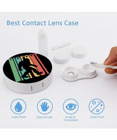 Retro Bigfoot Silhouette Round Case For Contact Lens Kit Storage Box with Mirror Printed - Buy Online on GoSupps.com