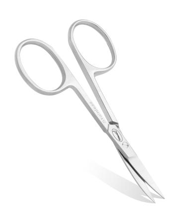 Fine Lines - Thin Stainless Steel Curved Scissor for Women & Men - Silver Manicure Scissors for Nails Cuticle & Hair Trimming - Suitable for Manicure Pedicure Hair & Beard Grooming Thin Curved Silver