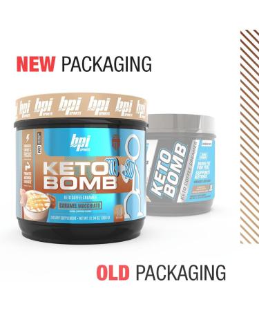 BPI Sports Keto Bomb Coffee Creamer - Supports Energy and Hydration - MCT and Electrolytes - with Calcium - Caramel Macchiato 18 Servings - Buy Online on GoSupps.com