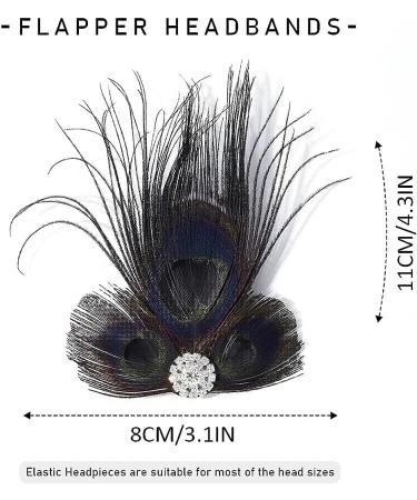 GORTIN 1920s Flapper Feather Hair Clip - Great Gatsby Headband Black Peacock Feather Headpiece - Rhinestone Art Deco Headwear for Women & Girls - Buy Online on GoSupps.com