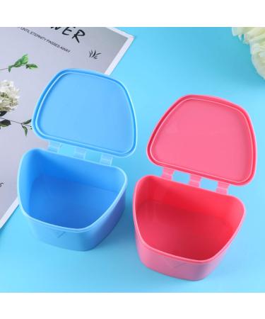 Portable Denture Case Holder - 2pcs False Teeth Box for Travel Cleaning (Blue and Rosy) - Buy Online on GoSupps.com