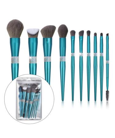 10 Shining Queen Turquoise Makeup Brush Set - Diamond Soft Beauty Tools - 20CM Blue for Flawless Application - Buy Online on GoSupps.com