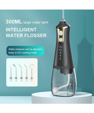Portable Oral Rinse Water Flosser - 4 Modes 5 Nozzles 300ml IPX7 Waterproof Rechargeable - Gold | Best Oral Care Solution - Buy Online on GoSupps.com