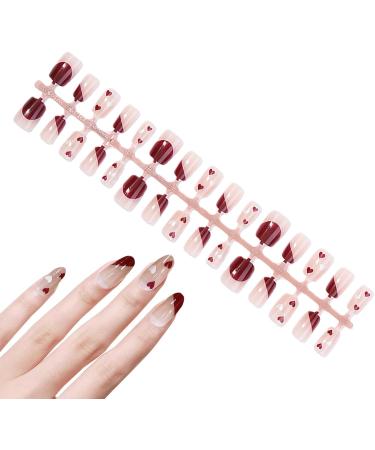 Valentines Day Fake Nails Valentine's Day Press on Nails Short Square Fake Nails - Stick on Nails for Nail Decorations Home DIY Nail Salon for Women Girls Rowces - Buy Online on GoSupps.com