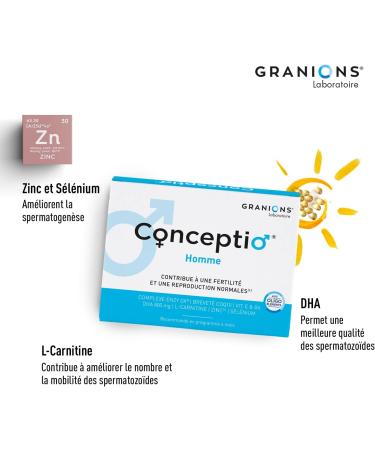 GRANIONS | Conceptio Homme | Male Fertility Normal Reproduction | Enzy Ox Patented Complex (Coenzyme Q10 Vitamin E) L-Carnitine Dha Trace Elements | 90 capsules and 30 sachets (30 days) - Buy Online on GoSupps.com