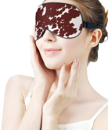 Cowhorse Print Sleep Mask for Women | Adjustable Brown Spots Eye Shades with Elastic Strap - Perfect for Travel & Rest - Buy Online on GoSupps.com