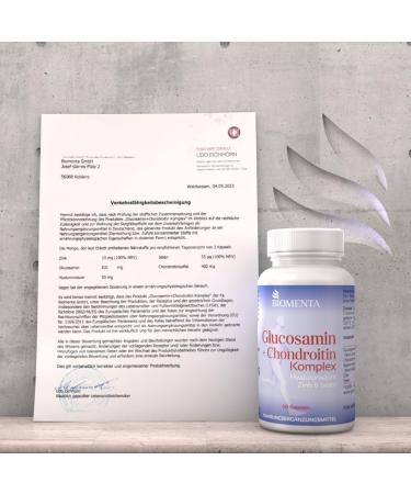 Biomenta Glucosamine & Chondroitin Complex - 60 Allergen-Free Capsules | Premium Joint Support with Hyaluronic Acid Zinc & Selenium - Buy Online on GoSupps.com