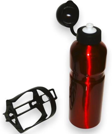 All-Around24 Red Aluminum Sports Water Bottle with Bicycle Holder - 750ml Pull & Pressure Cap | International Shipping - Buy Online on GoSupps.com