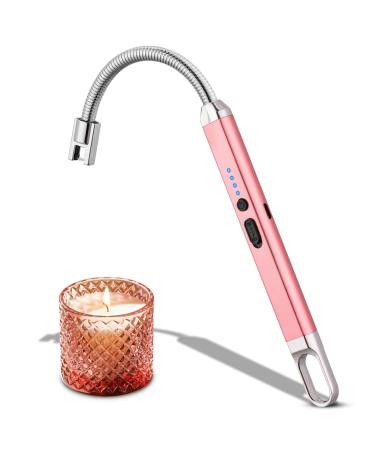 MEIRUBY Lighter Electric Lighter Candle Lighter Rechargeable USB Lighter Arc Lighters for Candle Camping BBQ (Rose Gold)