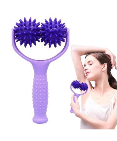 2 massage balls massage scooter massage roller with handle and nubs self -massage roller massager fascia ball for back legs feet hands muscle pain purple