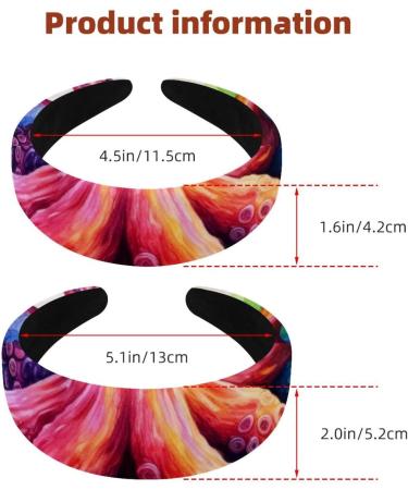 Headbands Women Hair Head Bands 2 Pieces Wide Top Turban Velvet Hair Bands Elastic Headband Octopus-478 Fashion Head Wrap 2 Size Multi-colored 4 - Buy Online on GoSupps.com