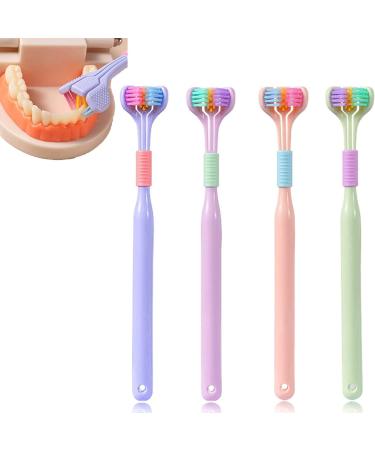 3-page toothbrush effective winding design deep and thorough to clean teeth and gums for adults and children (4 pieces)