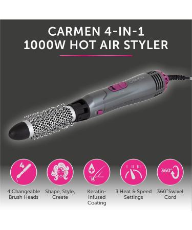 Carmen C81071 Neon 4-in-1 Hot Air Styler | Keratin Protech | 1000W | Graphite & Pink - Buy Online on GoSupps.com