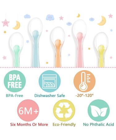 5Pcs Multicolor Silicone Baby Spoons for Infant Weaning & Toddlers - Baby Feeding & Learning Cutlery Set - Buy Online on GoSupps.com
