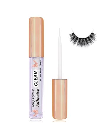 Clear Eyelash Glue for False Lashes Super Strong Hold Lash Glue Latex-Free Suitable for Sensitive Eyes Eyelashes Glue Waterproof 0.176 OZ Clear(1 Pack) 1P Clear