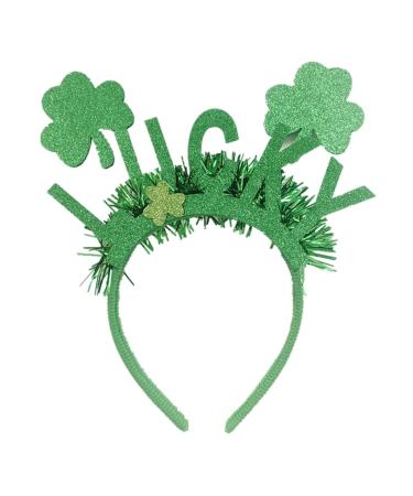 hgnxa Saint Patricks Day Green Glitter Tinsel Headband Head Bopper Irish Party Lucky Shamrock Hair Hoop Costume Accessory Type1