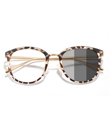 Cyxus Photochromatic glasses Blue light filter glasses men women cat eye glasses frame UV 400 for free inside (Leopard) 01-33leopard