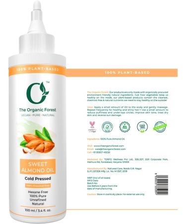 100% Pure Sweet Almond Oil for Skin, Face, and Hair | Moisturizing & Acne-Reducing Face Oil | Softens Hair & Scalp | Unscented Badam Oil | Cold Pressed & Unrefined | 100 ML - Buy Online on GoSupps.com