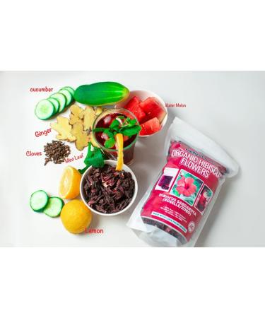 Hibiscus Flowers Dried - 200g/7 oz | 100% Pure Organic | Gluten-Free & Caffeine-Free | Loose Leaf Tea Refreshing Mocktails Baking & Food Decoration | Brews 100+ Cups | Floral & Tangy Herbal Tea - Buy Online on GoSupps.com