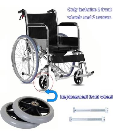 2pcs Wheelchair Wheels Replaceable Wheelchair Accessory Front Wheel 6in 7in 8in Grey Caster Wheel for Wheelchairs Rollators Walkers(7in/17cm) - Buy Online on GoSupps.com