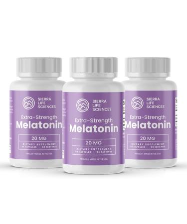 SIERRA LIFE SCIENCES 20 mg High Dosage Melatonin in Easy-to-Swallow Capsules - 180 Servings