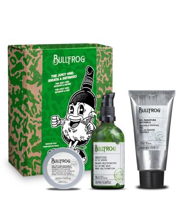 Bullfrog Bullfrog - Kit The Juicy One Hydrate and Define 3 in 1 Limited Edition Agnostic On The Rocks Multifunction Balm 100ml Invisible Shaving Gel 100ml and Invisible Styling Gel 50ml