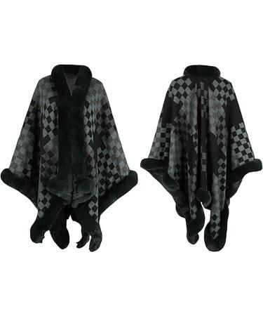 Yihaojia Shawl Wraps for Women Wedding/Casaul Dressy Faux Fur Trim Oversied Open Front Poncho Cape with Sleeve for Winter Green#59 One Size - Buy Online on GoSupps.com