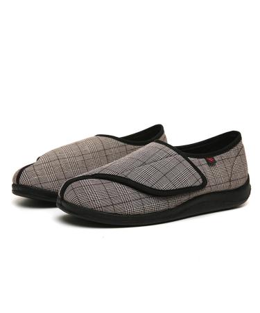 FZYUAN Wide Width Diabetic Slippers for Women/Men Unisex Edema Arthritis Orthopaedic Shoes Adjustable Closures Memory Foam Diabetic Shoes for Elderly Fasciitis Arthritis Edema Brown men 12