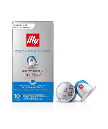 Illy roasted coffee DECAFFEINATO in Nespresso Compatible Capsules - 100% Arabica - 10 cases of 10 capsules (100 capsules)