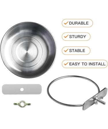 Amfrar 2 Pieces Stainless Steel Bird Feeding Bowls with Holder - 12cm Hanging Bird Bowls for Parrots Small Animals & Bird Cages - Buy Online on GoSupps.com