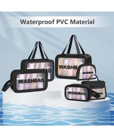 Aucuu 6 Pcs Clear Toiletry Bag Set for Women and Girls - Waterproof Transparent Travel Wash Bag for Makeup and Cosmetics (Black) - Buy Online on GoSupps.com
