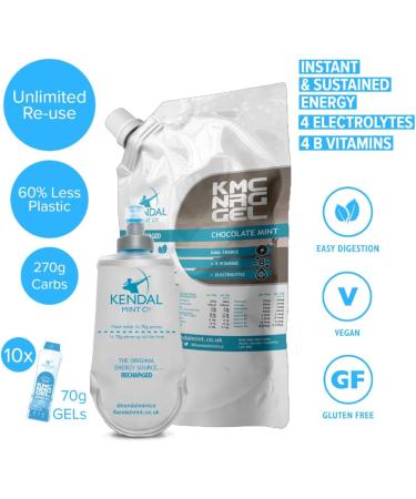 Kendal Mint Co Citrus Mint Energy Gel Bundle (10 x 70g Servings + 150ml Flask) - Buy Online on GoSupps.com