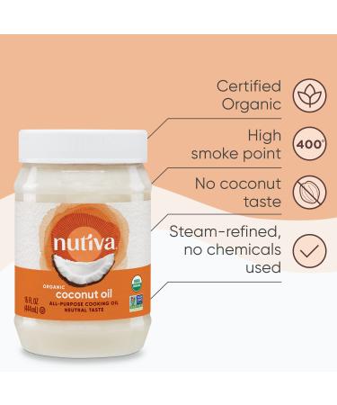 Nutiva Organic Refined Coconut Oil 15 fl oz - Pure, Versatile & Healthy Cooking Oil - Buy Online on GoSupps.com