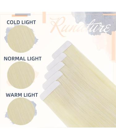 RUNATURE 28 Inch Platinum Blonde Long Tape in Human Hair Extensions - 50g 1-Tape #60 - Buy Online on GoSupps.com