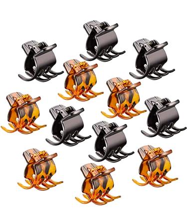 BeeGift Hair Claw Clips, Women's And Girls`s Classics 12 Medium Claw Clips, Great for Easily Pulling Up Your Hair,Pefrect for All Hair Types, Plastic Material, Black and Brown Colors Black+brown-12PCS