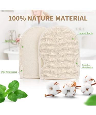 Buy 2-Piece Peeling Gloves & Shower Sponge Set | Hemp & Linen Body Scrub Tools - Double-Sided Massage for Exfoliation - Beige - Buy Online on GoSupps.com