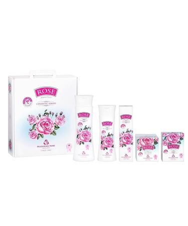 Rose Bulgarian 5 Piece Gift Set with Bulgarian Natural Soap Body Wash Hand Cream Day Face Cream Micellar Water