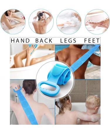 Silicone Body Scrubber with Dual-Sided Design | Durable Exfoliating Shower Bath Belt | 80cm Body Scrub for Full Body Washing & Massage | Back Cleaning Coverage - Buy Online on GoSupps.com