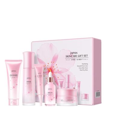 Japanese Cherry blossoms Skin Care 5-piece Set - Cleaning Eye Cream Face Cream Toner Sunscreen, anti-dark circles cream, eye contour cream, 150ML