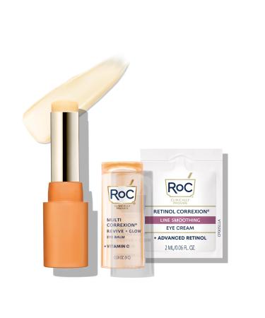 RoC Multi Correxion Revive + Glow Vitamin C Eye Balm (0.14 oz) with Retinol Eye Cream Packette