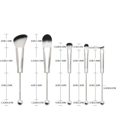 Beadable Makeup Brushes Synthetic Kabki Foundation Blending Brush Face Powder Blush Concealers Eye Shadow Brushes Face Mcsk Shadow Cosmetic Brushes For Girls Silver handle - green pcak hair on white background - Buy Online on GoSupps.com