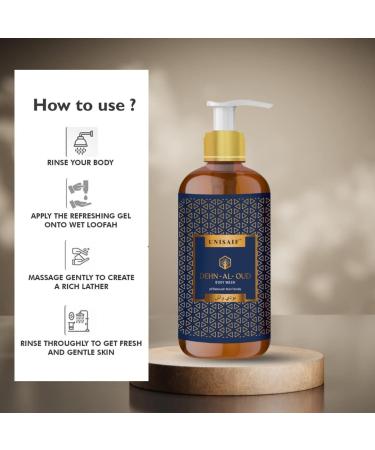 Unisaif Dehn Al Oud Arabian Luxury Organic Body Wash Ph Balanced Skin Friendly Sulphate & Paraben Free 300 ml - Buy Online on GoSupps.com
