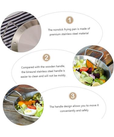 ABOOFAN 1pc Amphora Pan Round Griddle Pan Camping Griddle Camping Cooking Pot Egg Frying Pan Handles Pan Steel Paella Pan Frying Saucepan Pans Household Steamer Stainless Steel - Buy Online on GoSupps.com