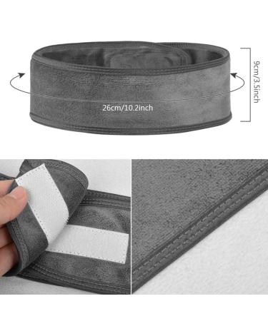 Queta Adjustable Hair Band for Makeup - Terry Cloth Cosmetic Headband Set (3pcs) - Gray - Hair Protection with Velcro Fastener - Buy Online on GoSupps.com