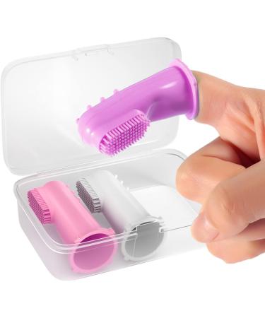 Silicone Finger Toothbrush for Toddlers and Baby Teething Massager - Gentle Oral Hygiene Training - 3 Pack (Girls) - Buy Online on GoSupps.com