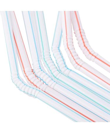 RETYLY 1500 Pcs Flexible Plastic Straws Striped Multi Colored Disposable Straw 8 inch Long - Buy Online on GoSupps.com